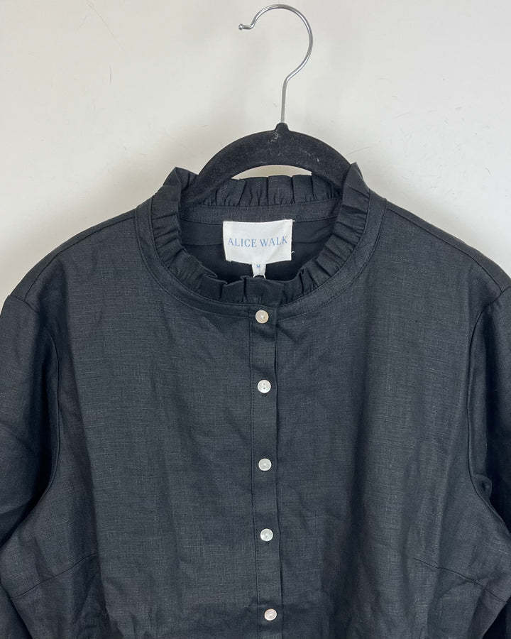 Midnight Black Linen Dress - XS, S, M, L, XL