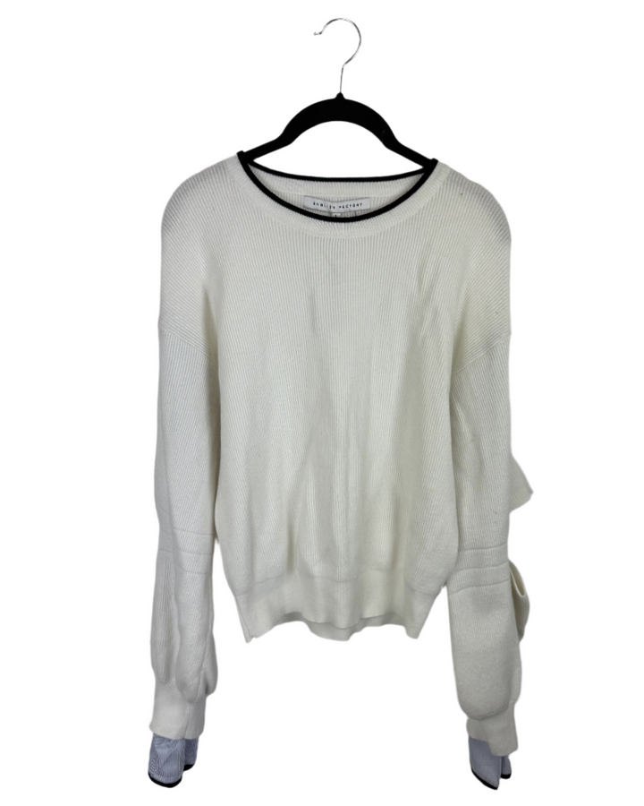 White Cutout Sleeve Sweater- Medium