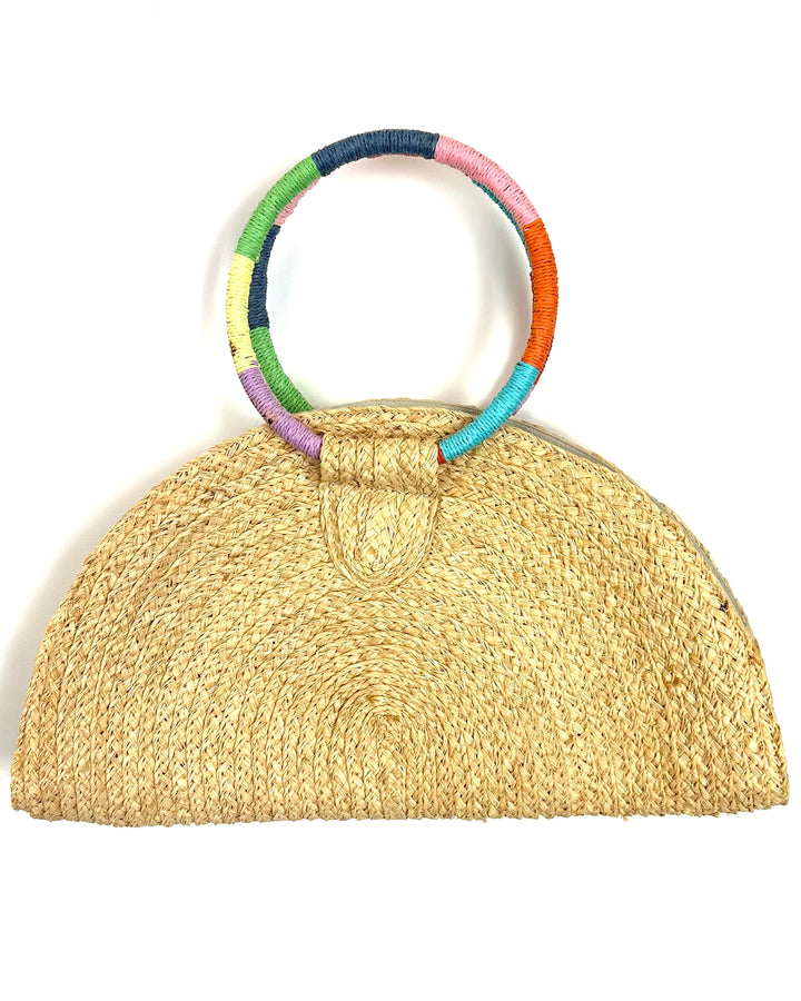 Anya and Niki Raffia Half Moon Bag
