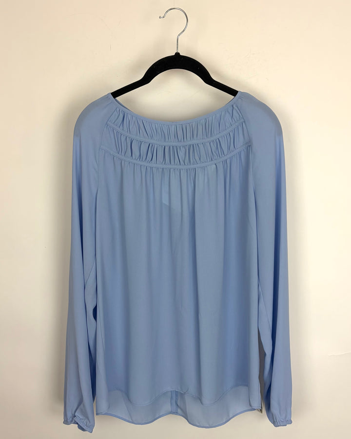 Periwinkle Chiffon Long Sleeve Blouse - Size 6/8