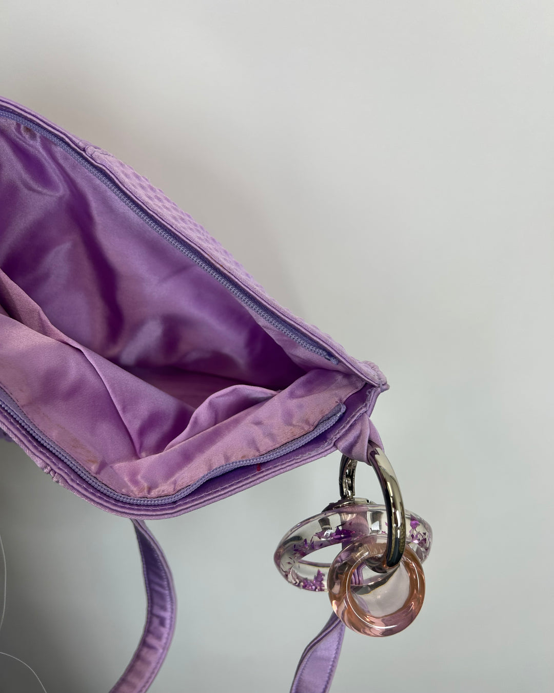 Lavender Purple Satin Ring Shoulder Bag