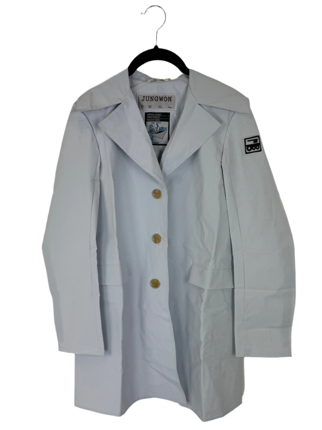 Pale Blue Button Down Raincoat - Size 0 - 6
