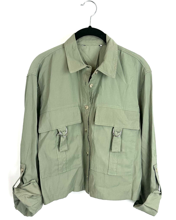 Army Green Button Up Jacket - Size 4/6