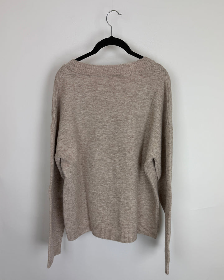 Sand V-Neck Sweater - Size 6/8