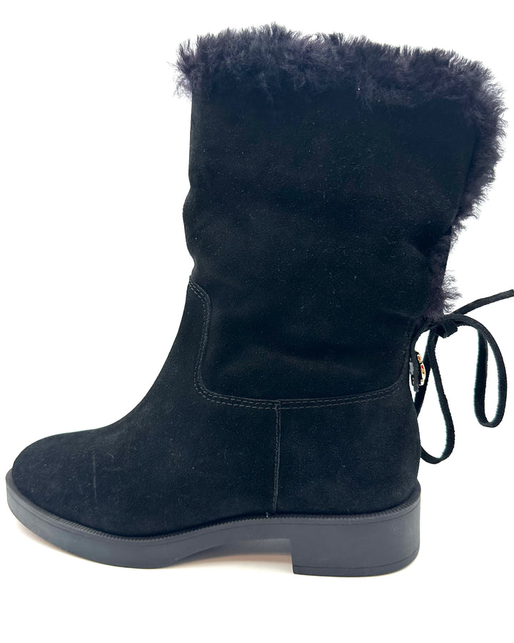 Black Suede Fold Over Booties - Size 6.5
