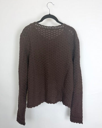 Chocolate Brown Crochet Cardigan - Size 6/8