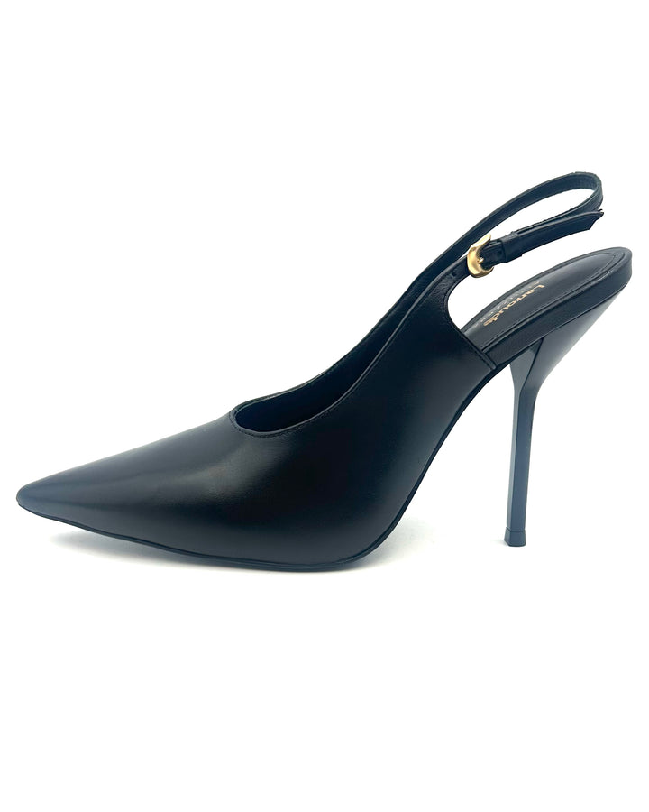 Black Leather Stiletto Heel - Size 6 and 8