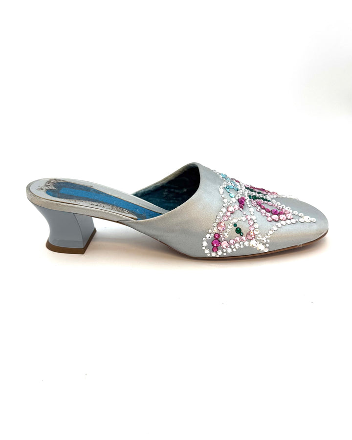 Rhinestone Butterfly Embellished Mules - Size 39