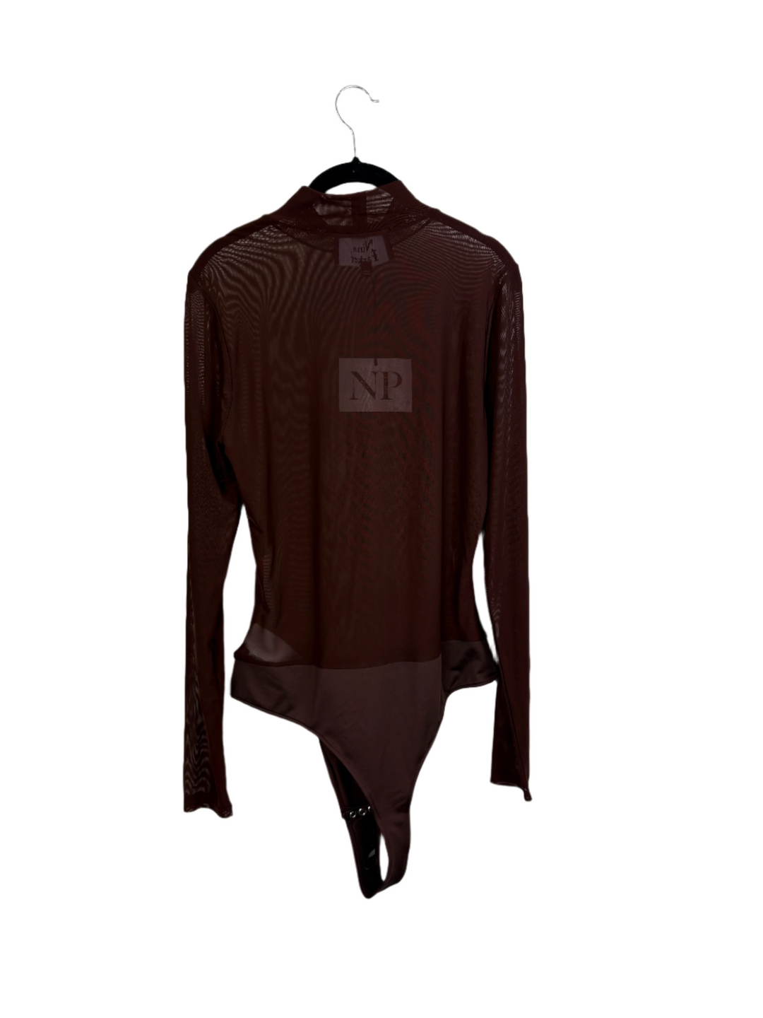 Chocolate Brown Mesh Bodysuit Top - 0X