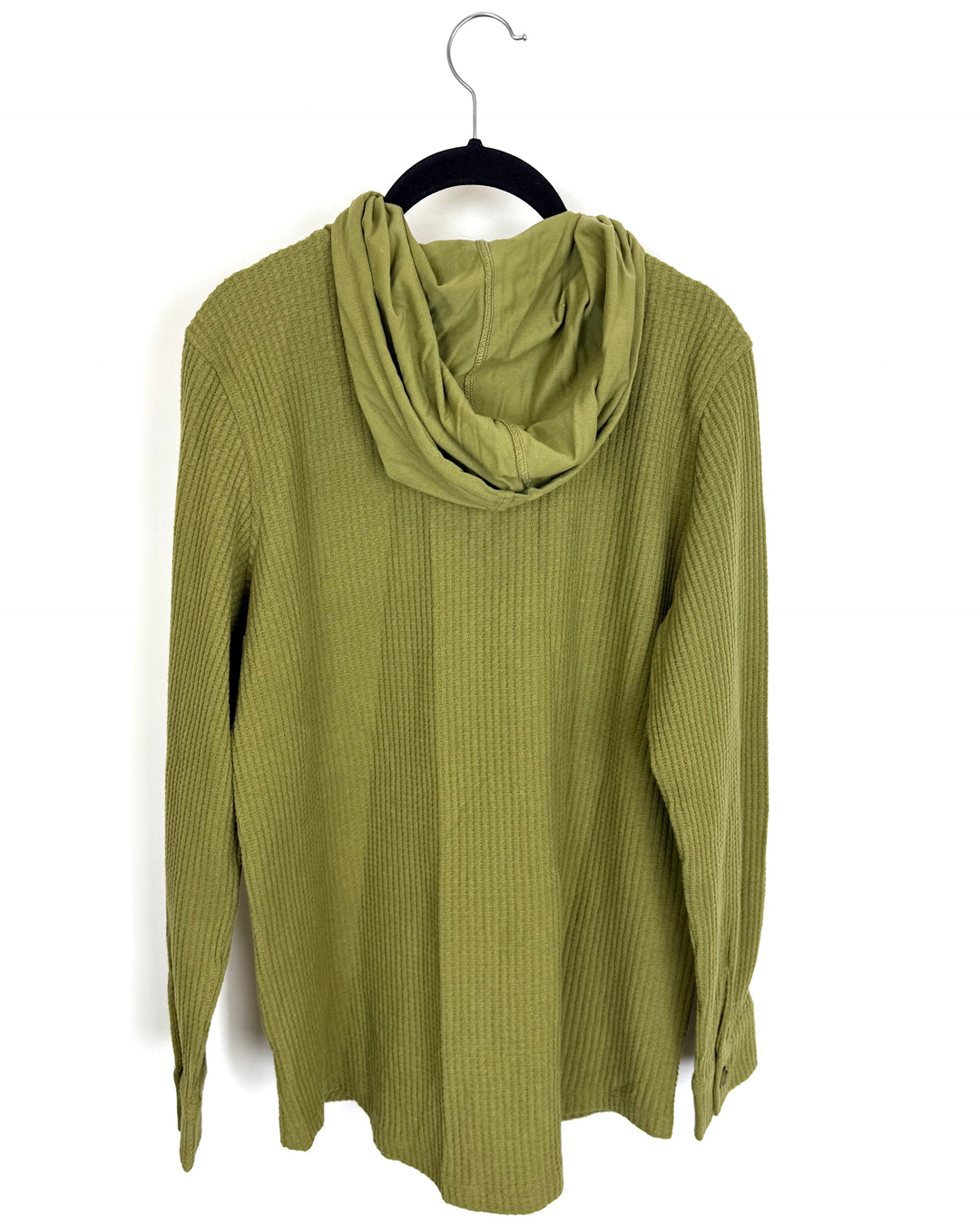 Olive Green Waffle Knit Shacket - Small