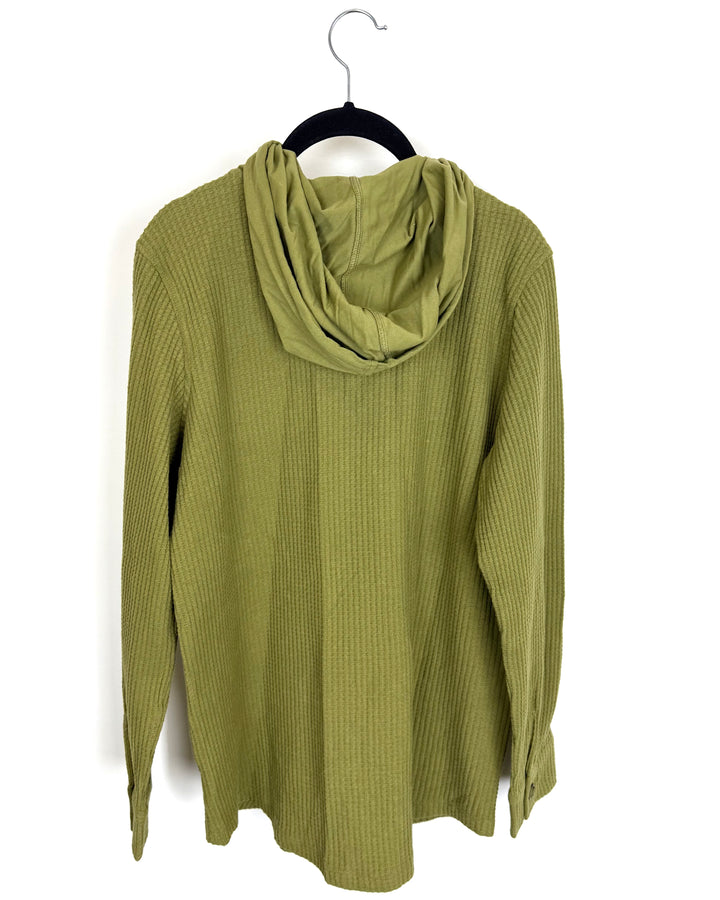 Olive Green Waffle Knit Shacket - Small