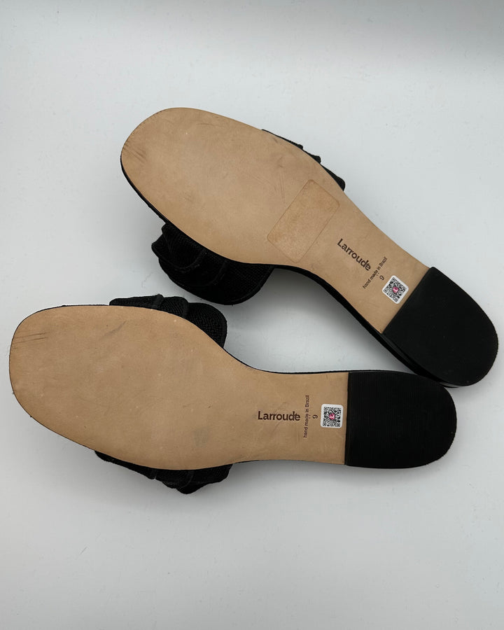 Black Raffia Ruffle Sandal - Size 9