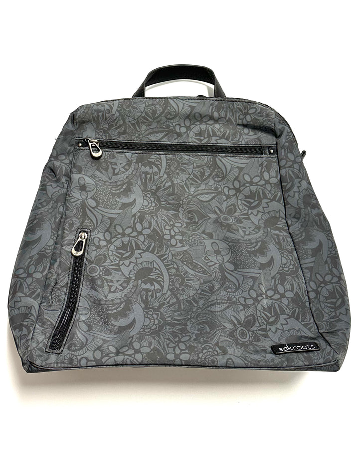 Dark Grey and Black Printed Backpack
