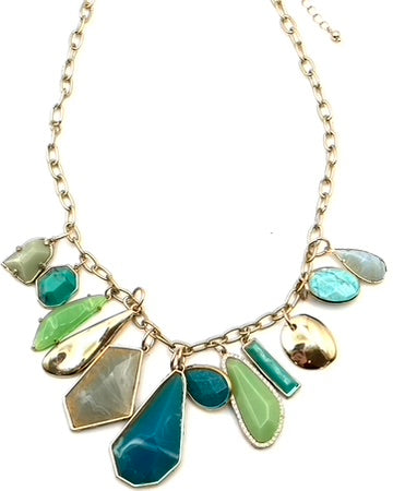 Gold Multicolor Gemstone Necklace