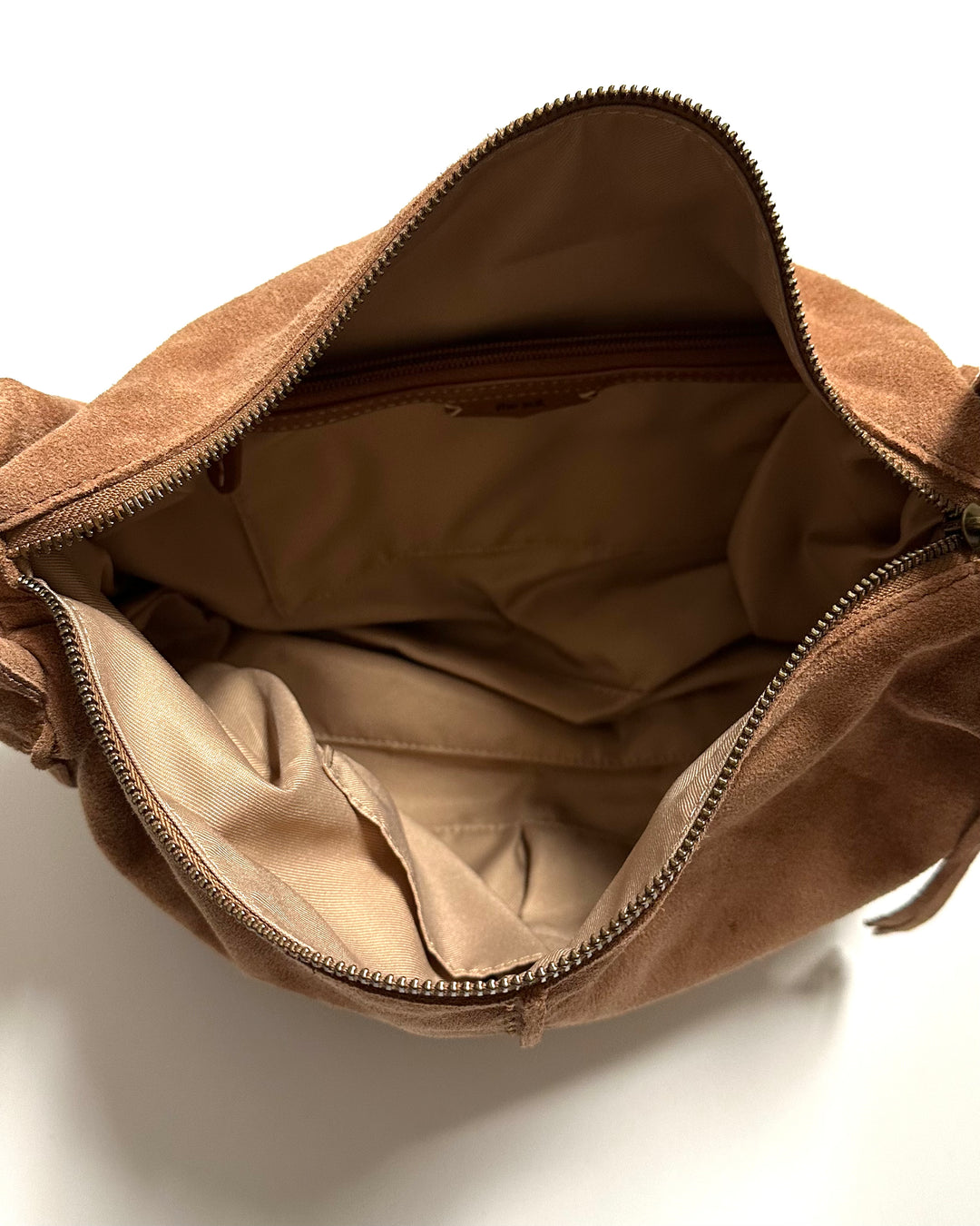 Almond Brown Suede Shoulder Bag