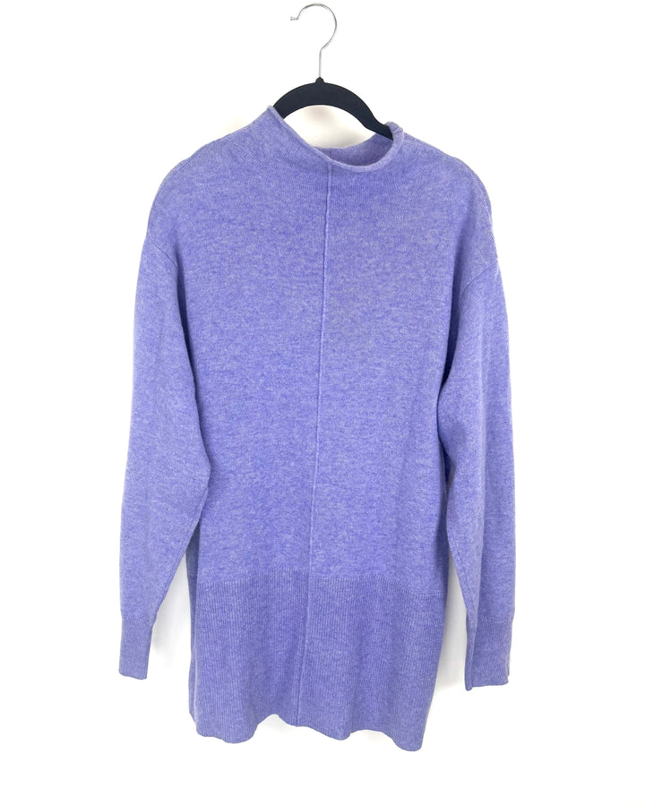 Purple Long Mock Neck Sweater - Medium
