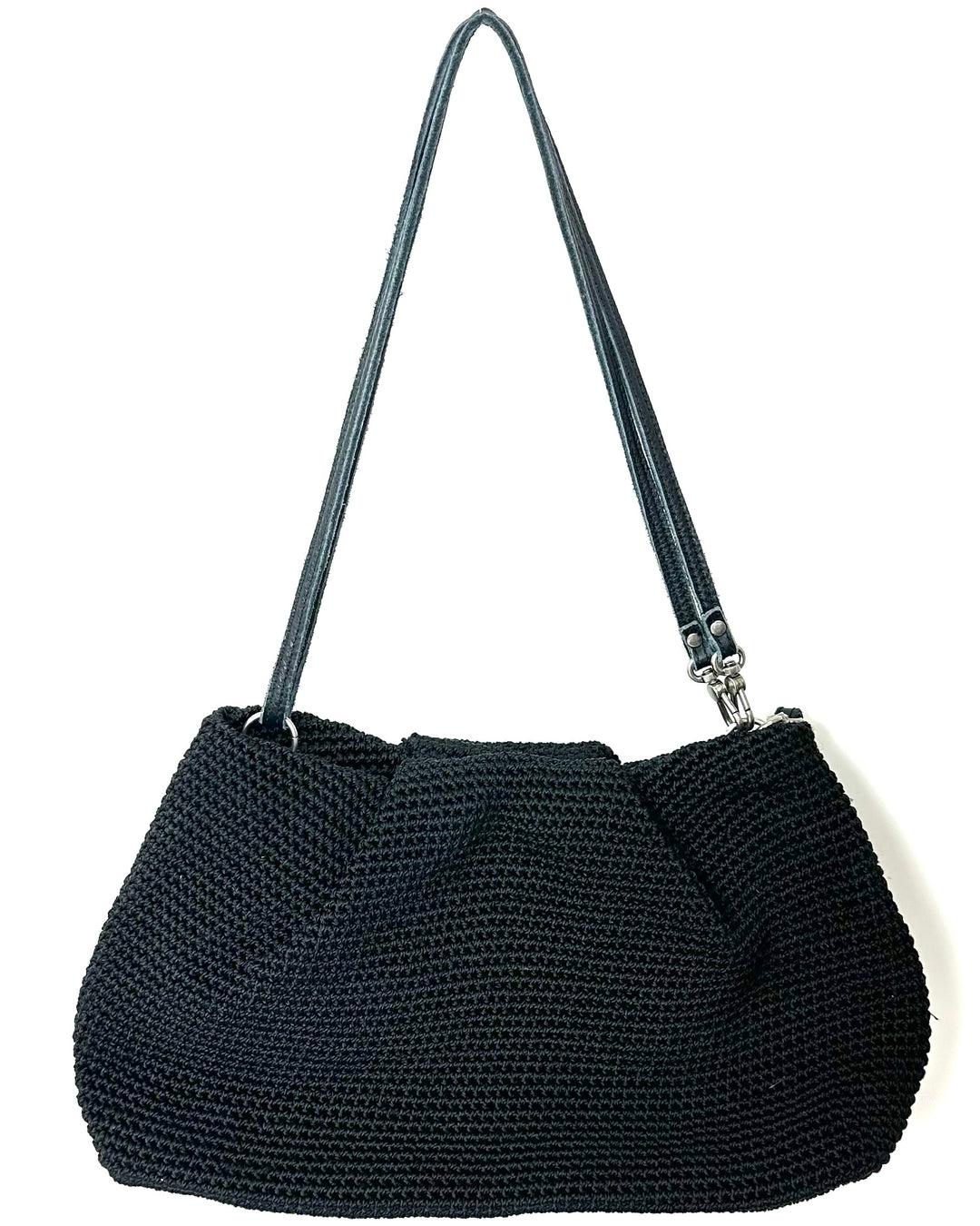 Black Crochet Bag With Adjustable Shoulder Strap