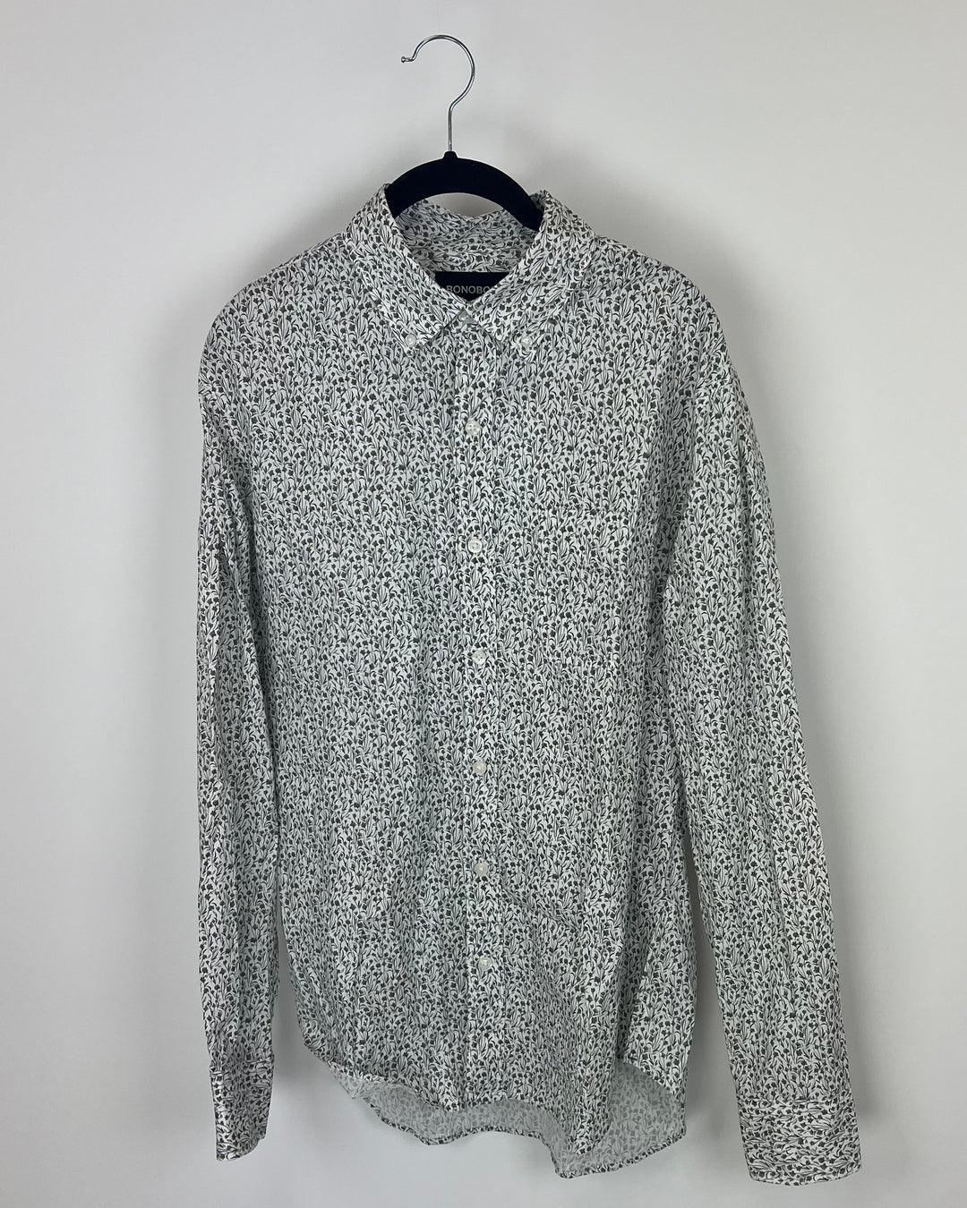 MENS Green Floral Button Up Long Sleeve - Medium Slim Fit