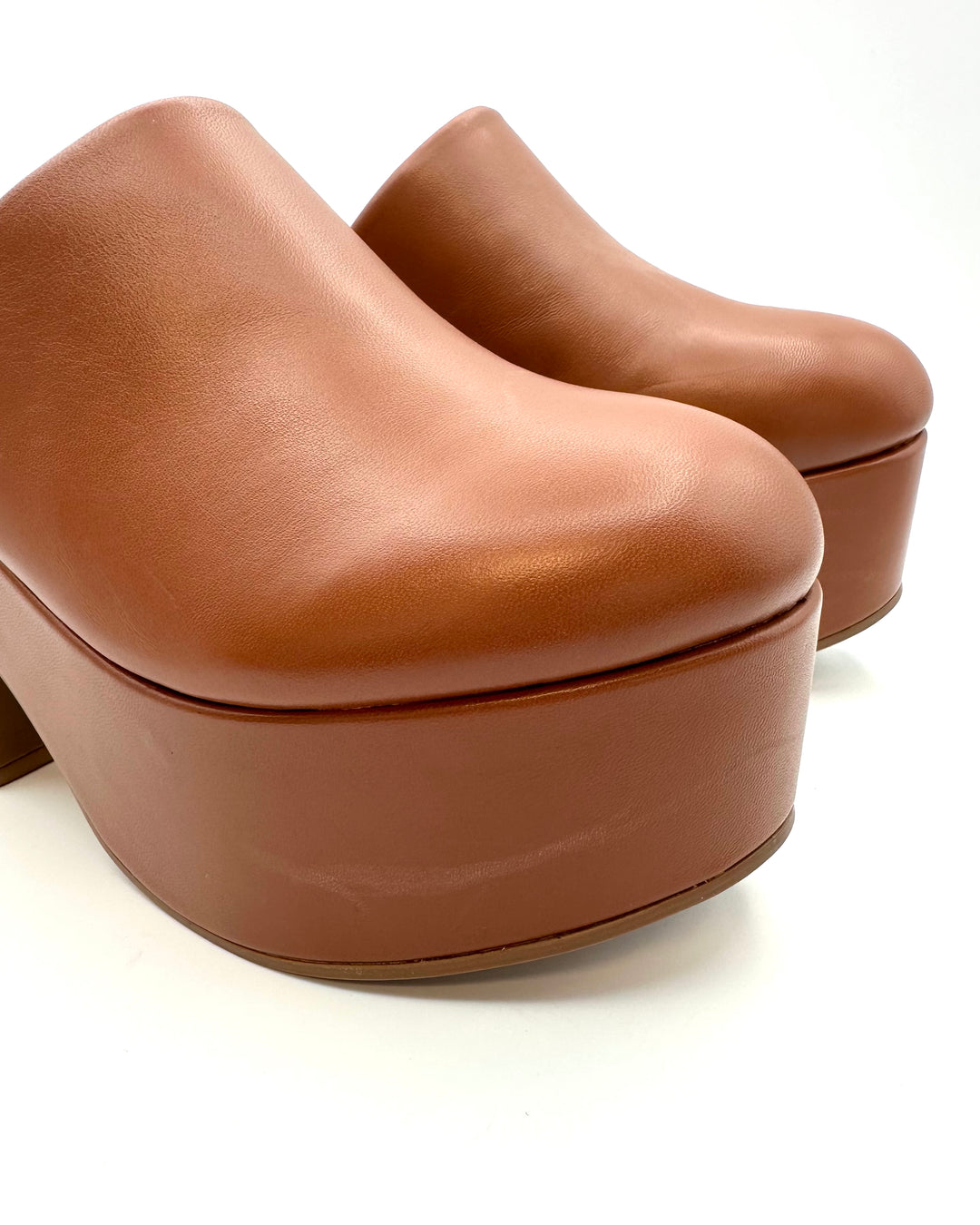 Tan Leather Platform Clog - Size 5.5 and 8.5