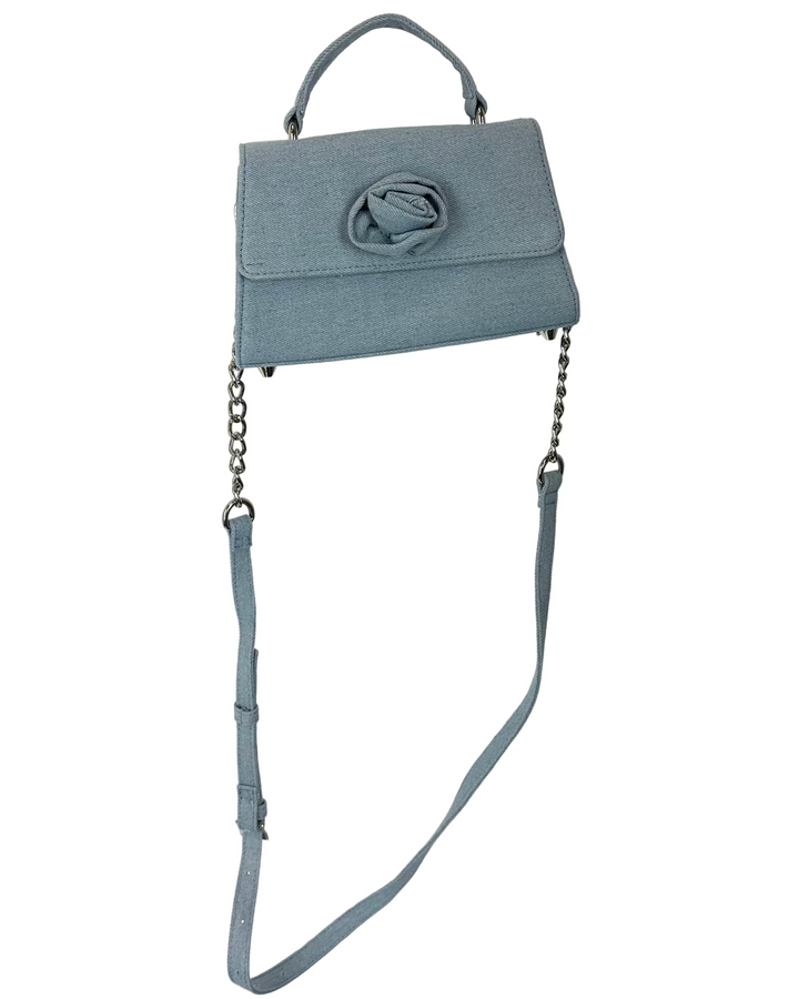Blue Denim Bag With 3D Flower