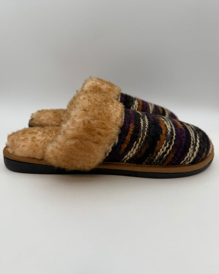 Purple & Brown Sherpa Slippers - Size 10/11