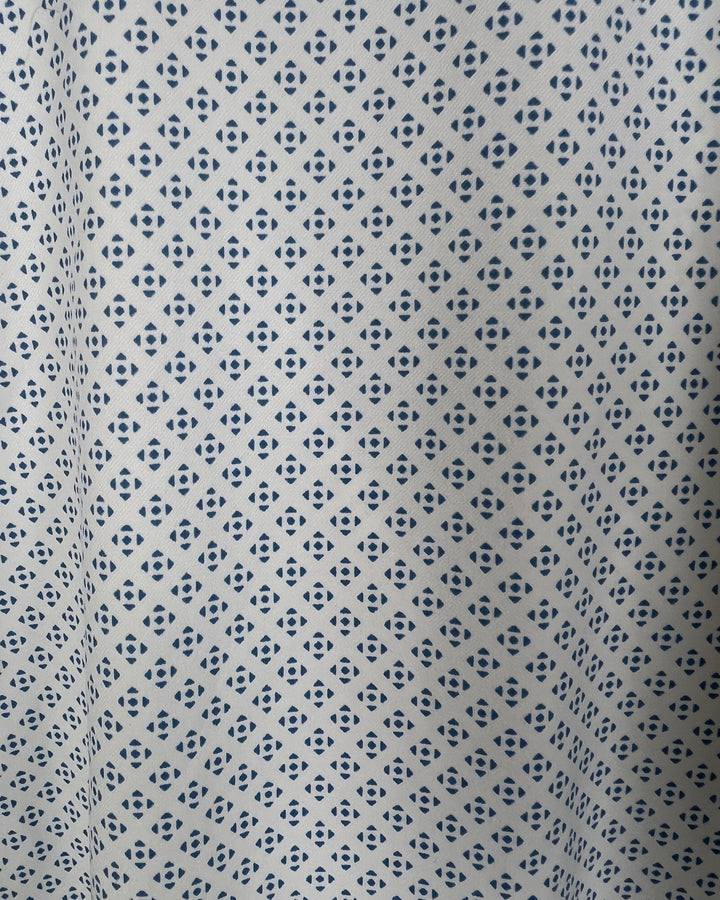 MENS White Collared Shirt With Blue Diamonds - Slim Fit Medium