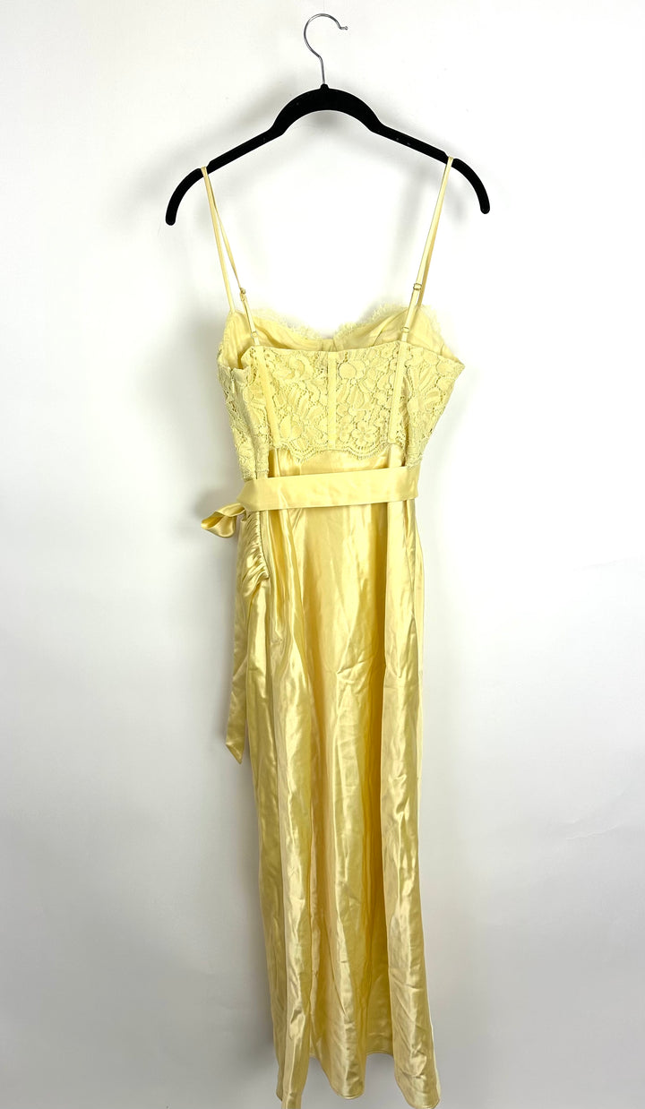 Yellow Lace Slit Dress - Size 2/4