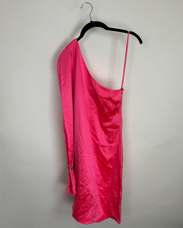 Neon Pink One Shoulder Dress - Size 2/4