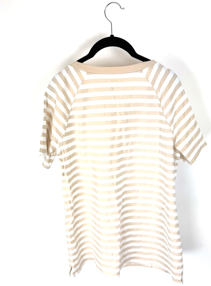 Tan Striped T-Shirt - Size 6/8