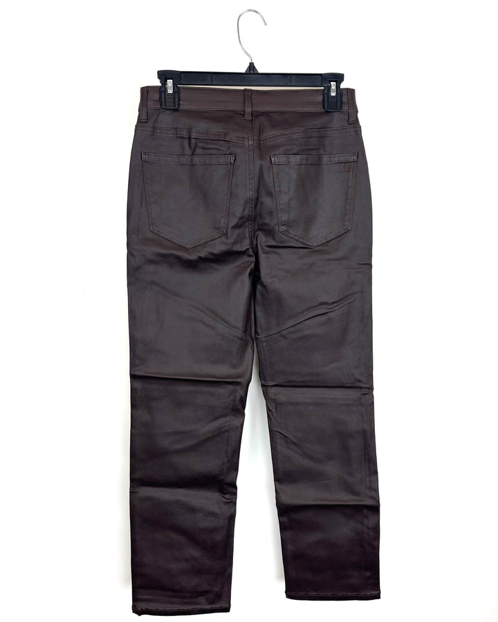 Dark Brown Faux Leather Pants - Size 0/2