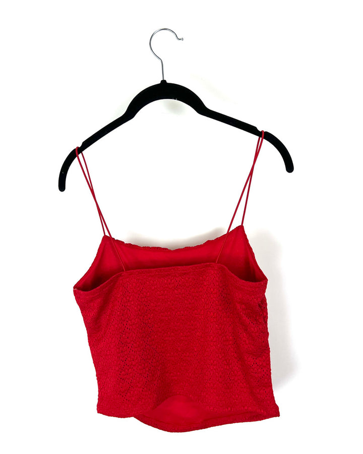 Red Lace Tank Top - Medium