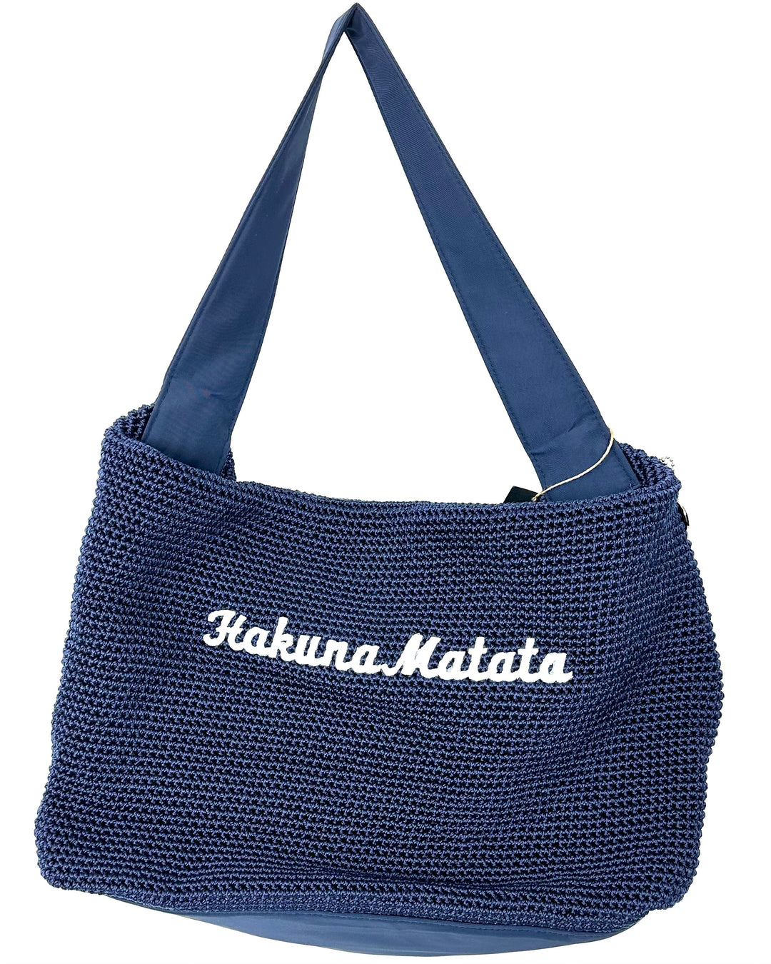 Large Navy Blue Crochet Shoulder Bag