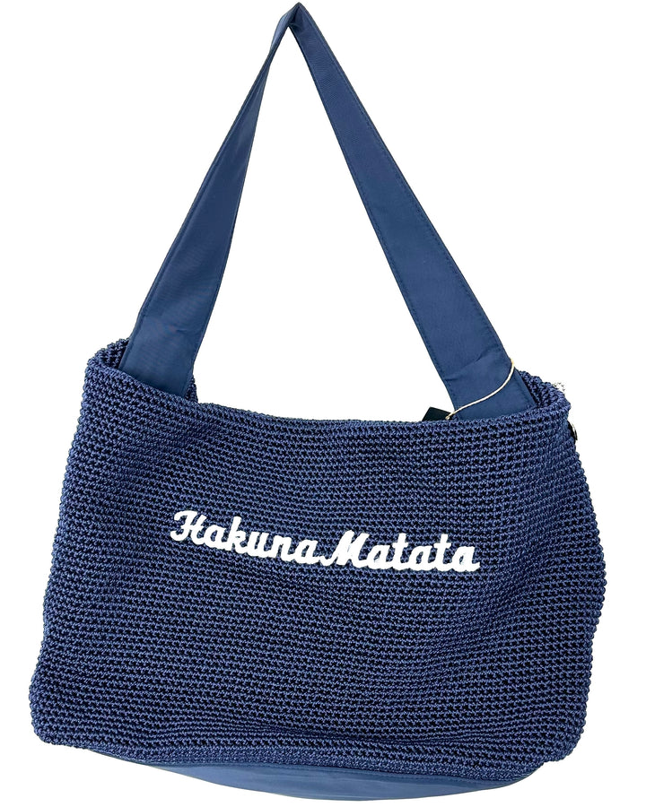 Large Navy Blue Crochet Shoulder Bag