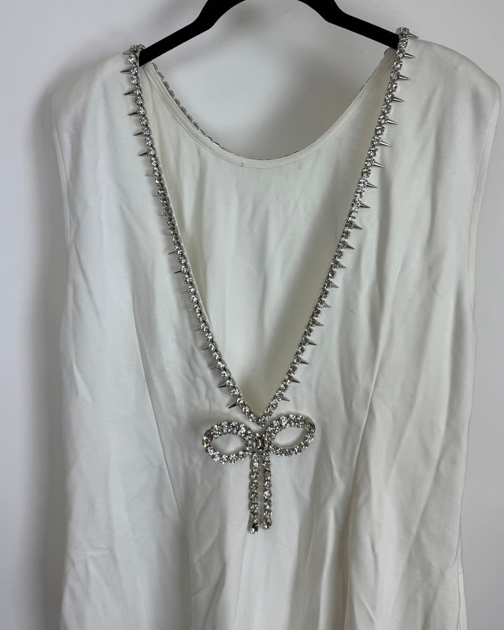 White Rhinestone Bow Dress - Size 4/6