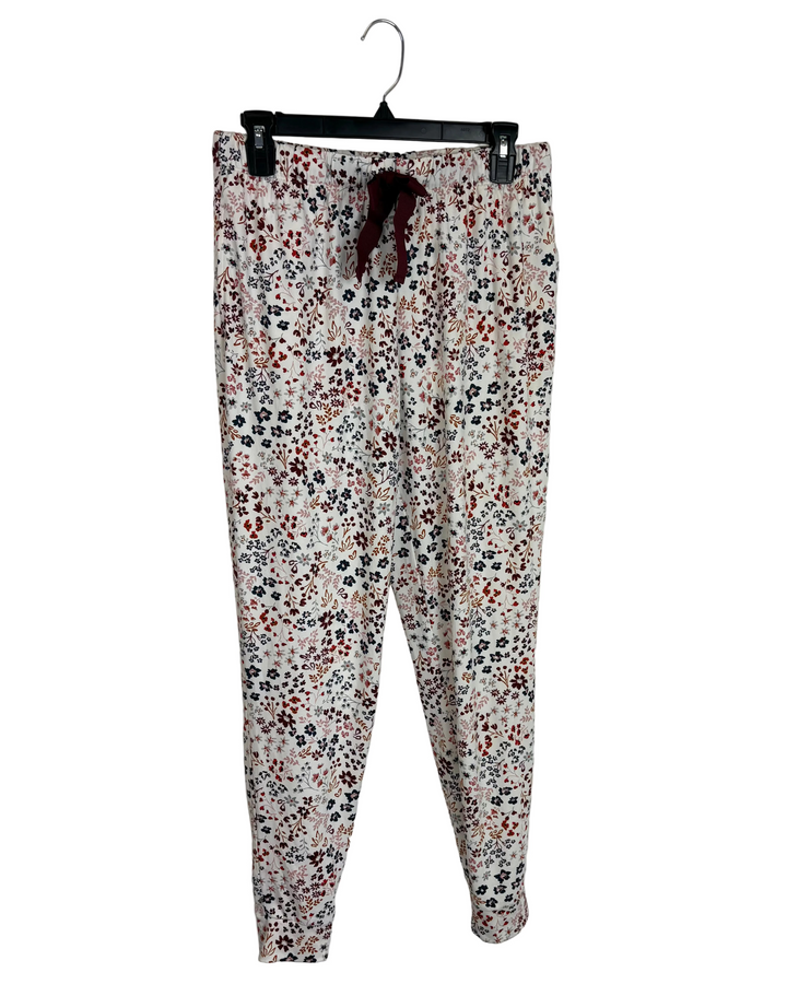 White Flower Patterned Pajama Pants- Size 4/6