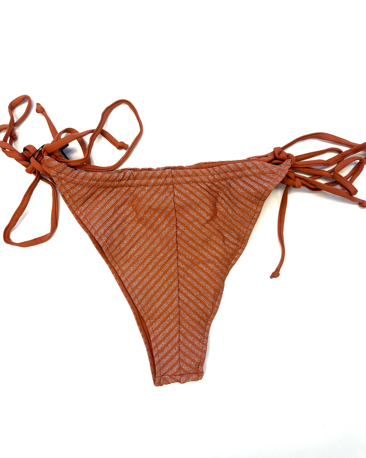 Metallic Brown Tie Side Bikini Bottom - L, XL, XXL