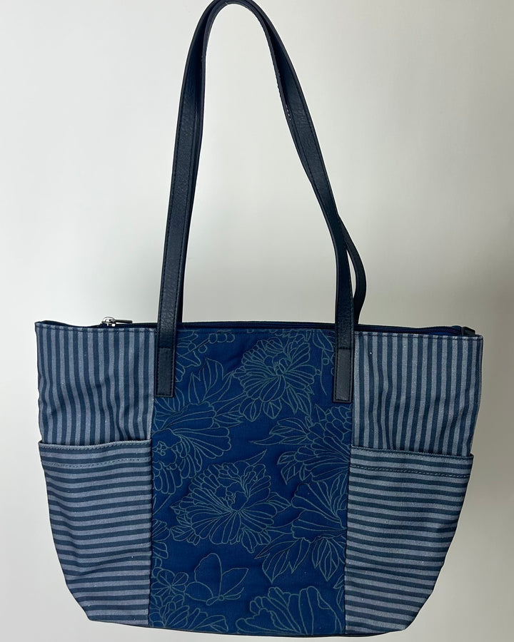 Blue Embroidered Tote Bag