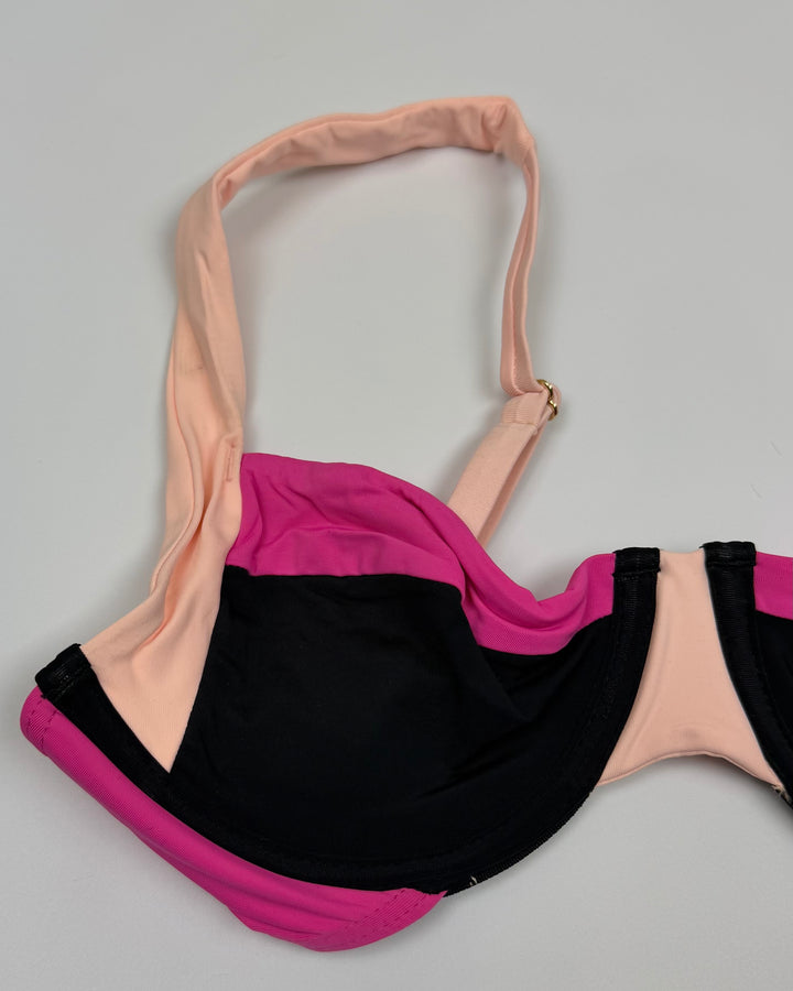 Bright Pink Colorblock Underwire Bikini Top - XS, S, M, L