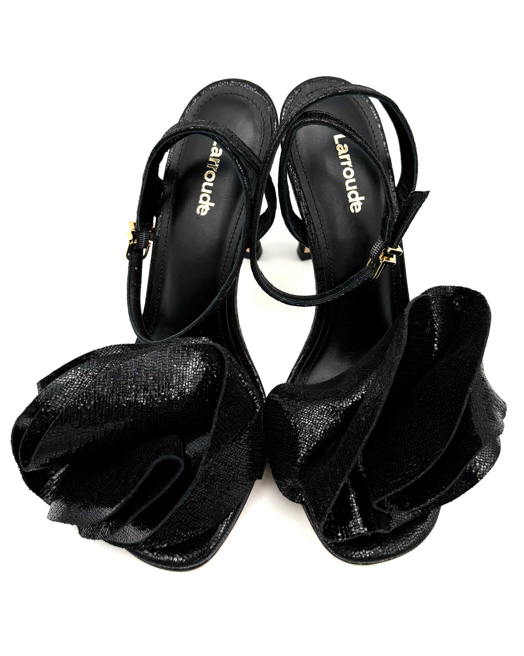 Black Metallic Leather Heel - Size 6, 8 and 10