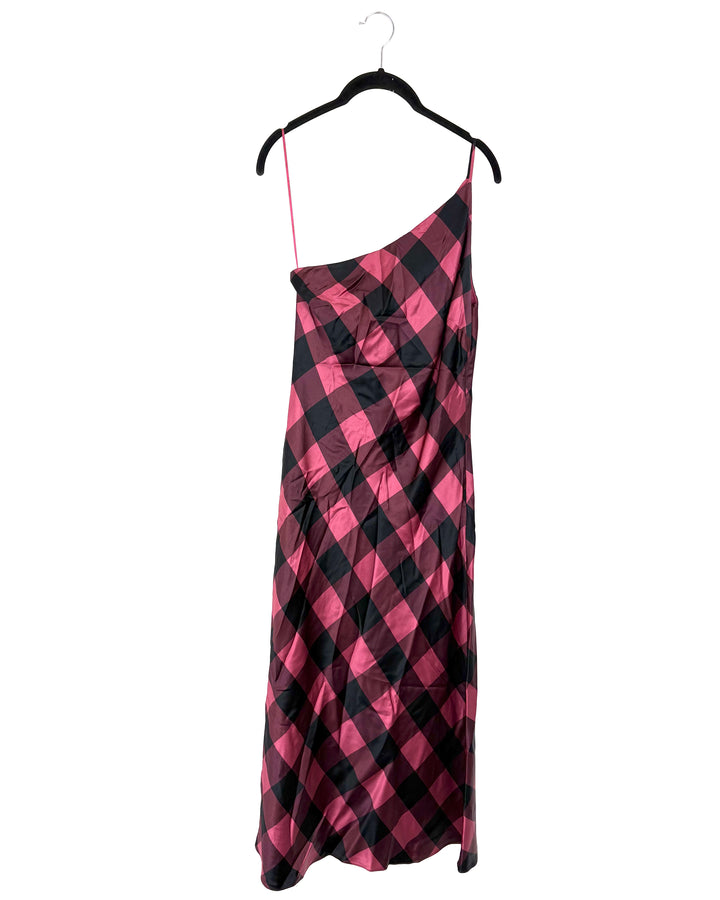 Pink Plaid One shoulder Dress- Size 4