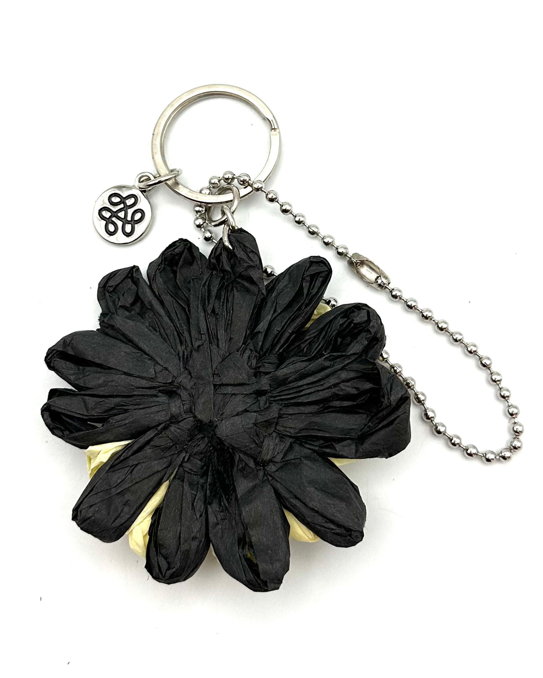Paper Flower Silver Keychain