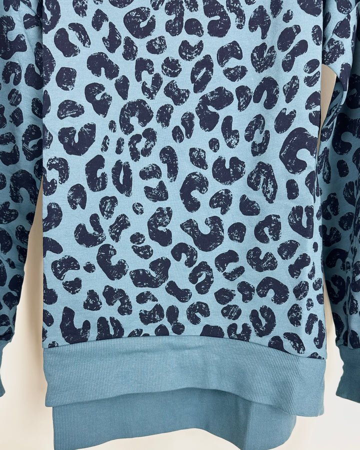 Dark Teal Leopard Print Top - Size 6/8