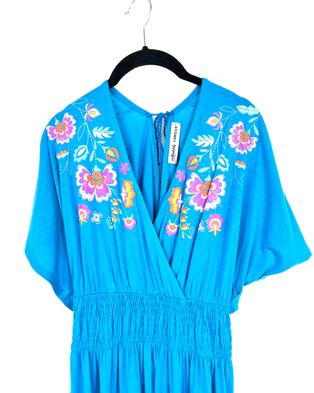 Blue Short Sleeve Floral Detail Jumpsuit - Size 6/8