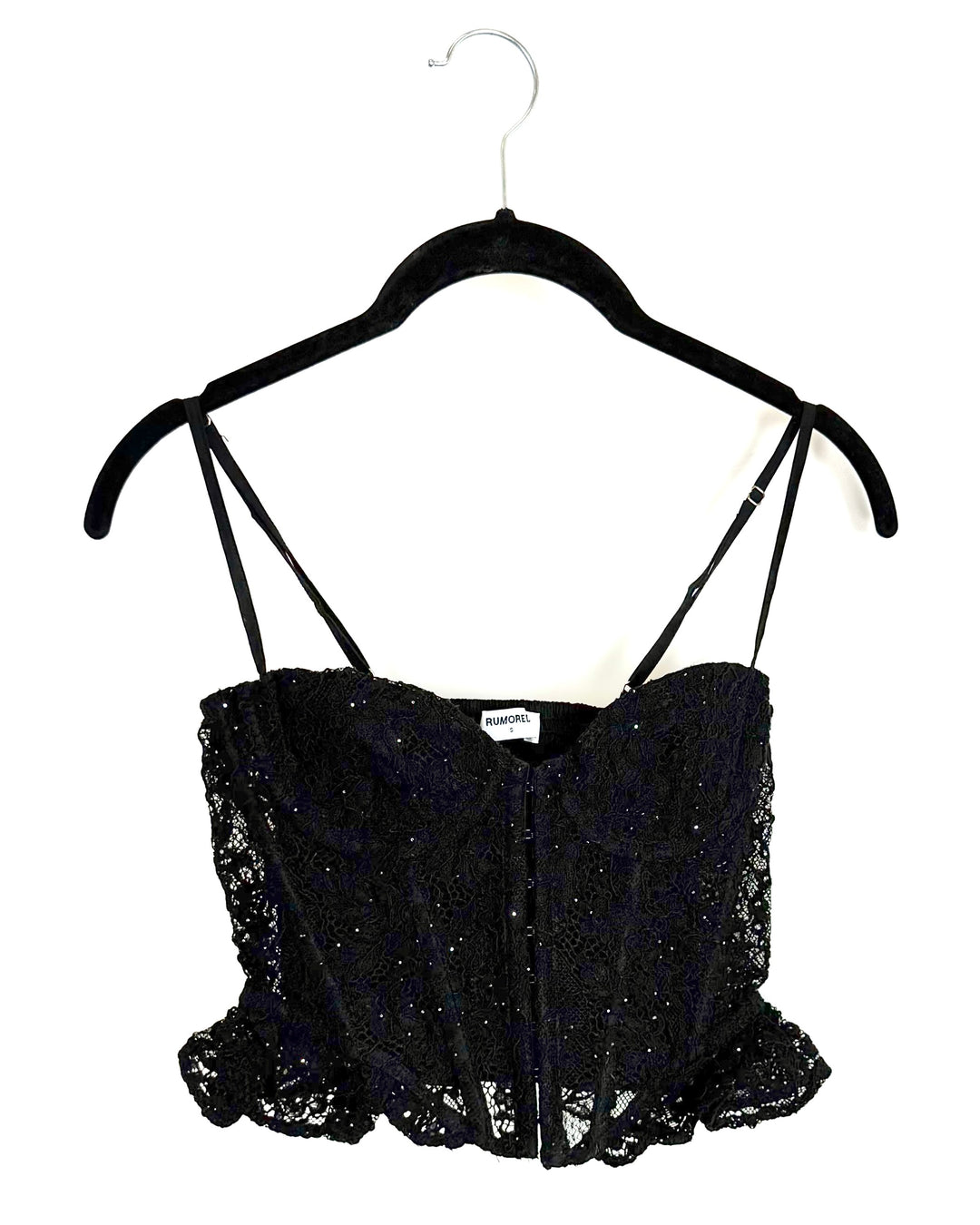 Midnight Black Corset with Shimmer Details - Size 0/2