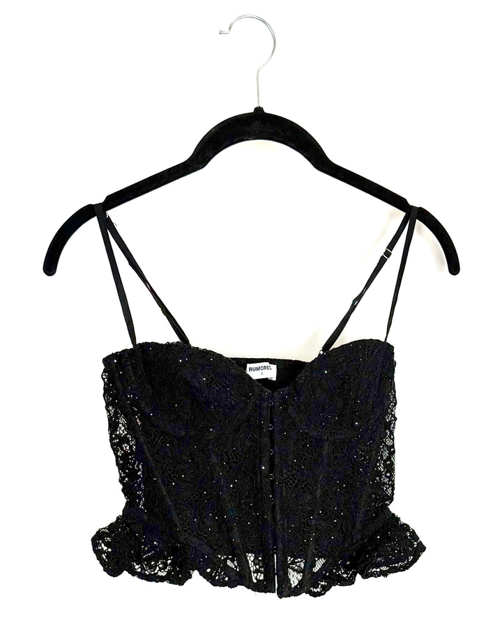 Midnight Black Corset with Shimmer Details - Size 0/2