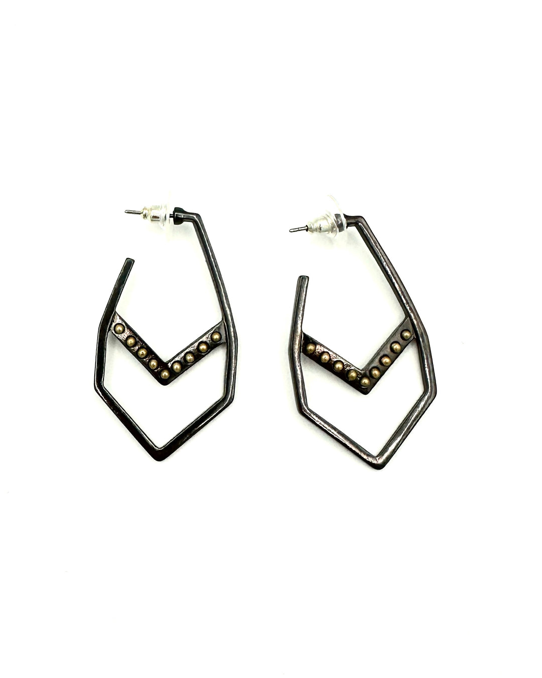 Gunmetal and Gold Geometric Earrings