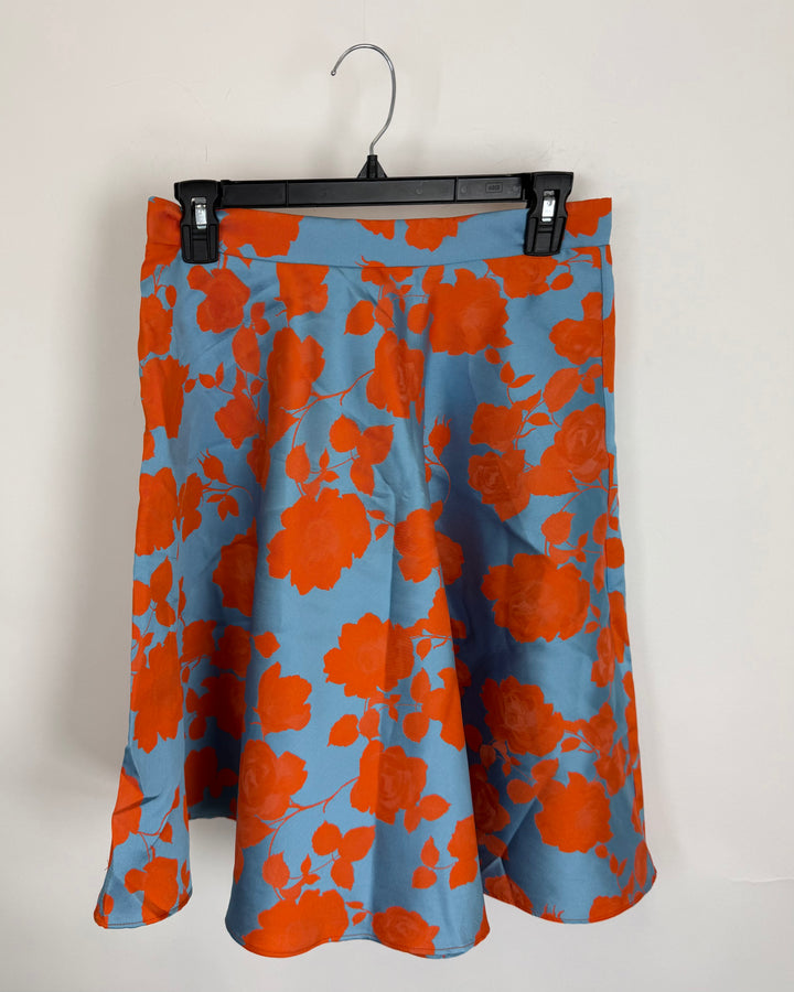 Orange & Blue Floral Skirt - Size 2/4