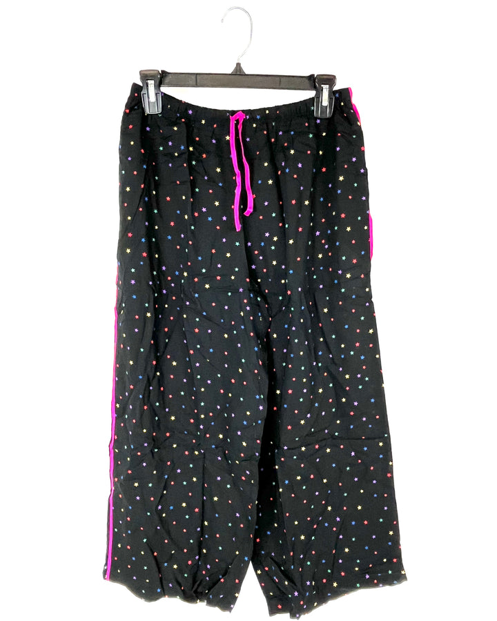 Black Star Cropped Pajama Pants - Small