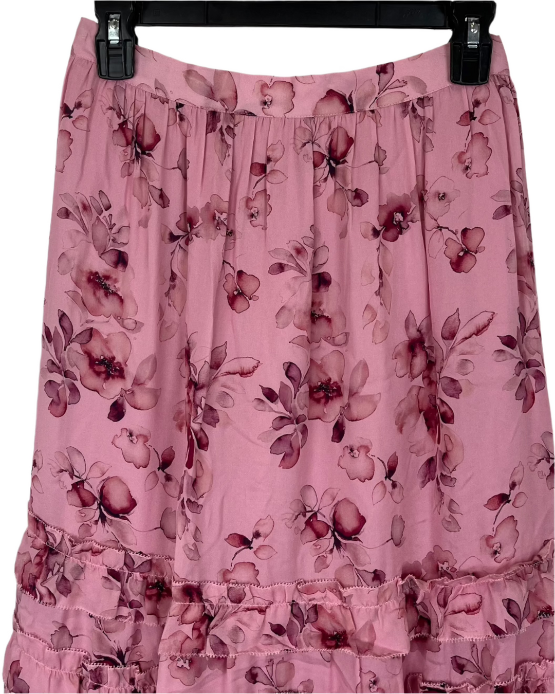 Pink Floral Maxi Skirt - Small