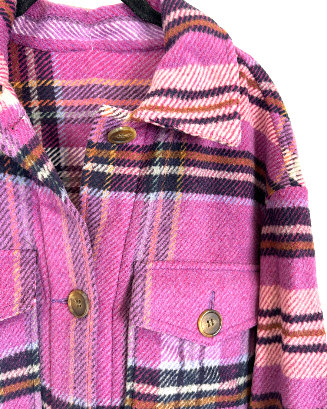 Long Purple Plaid Jacket - Size 6/8